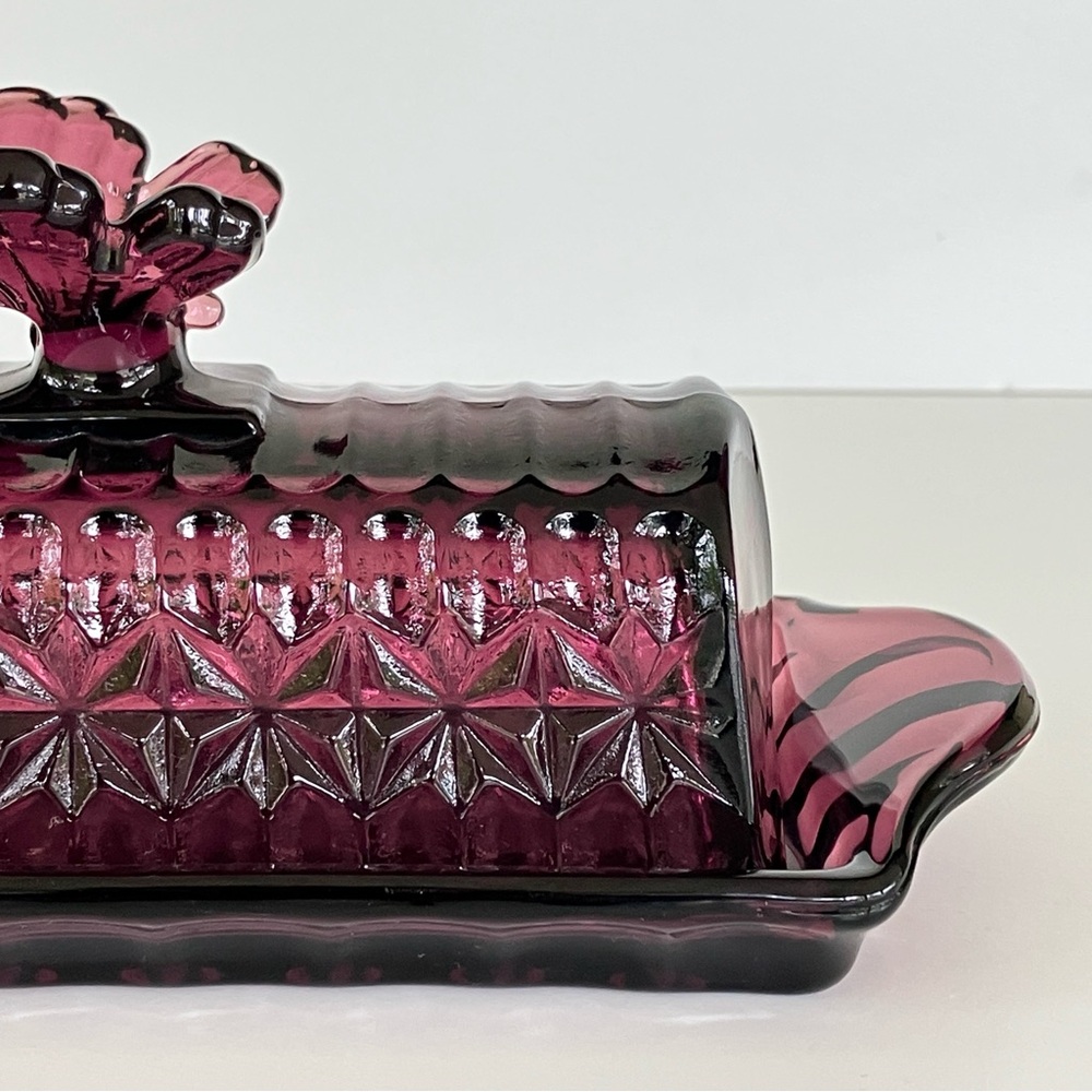 Circleware Plum Purple Amethyst Butterfly Butter Dish - Picture 5 of 16